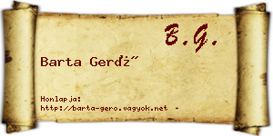Barta Gerő névjegykártya